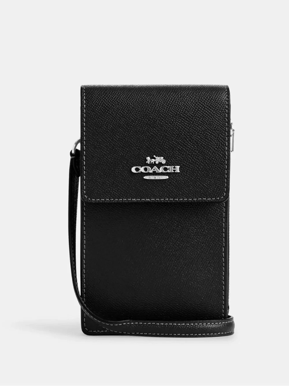 Coach Black Pebbled Leather Phone Crossbody with Wristlet